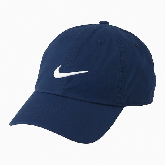 Nike Golf Blue Dri-FIT Adjustable Baseball Cap Hat One Size White Swoosh Logo - Picture 1 of 8